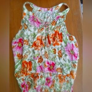 Rose + Olive Cream Flower Tank Blouse